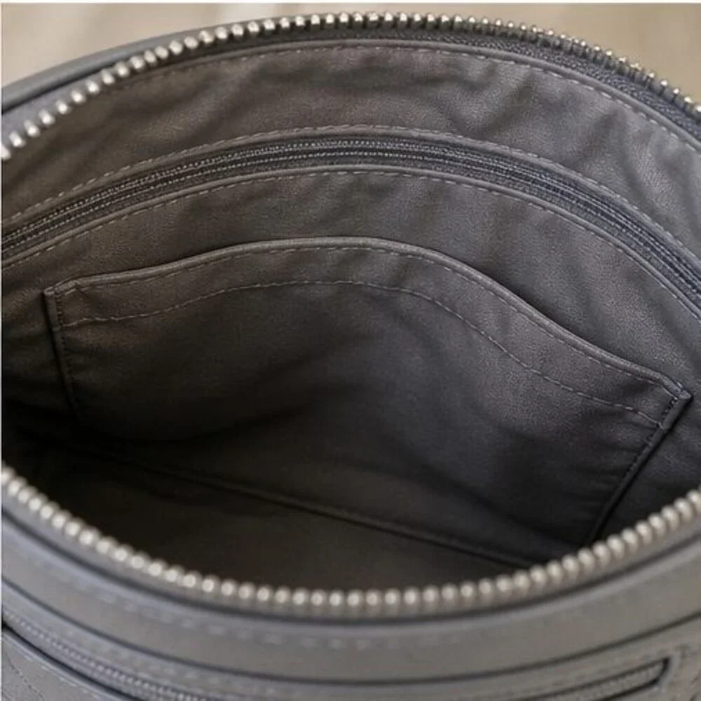 Gray Quilted Crossbody Bag